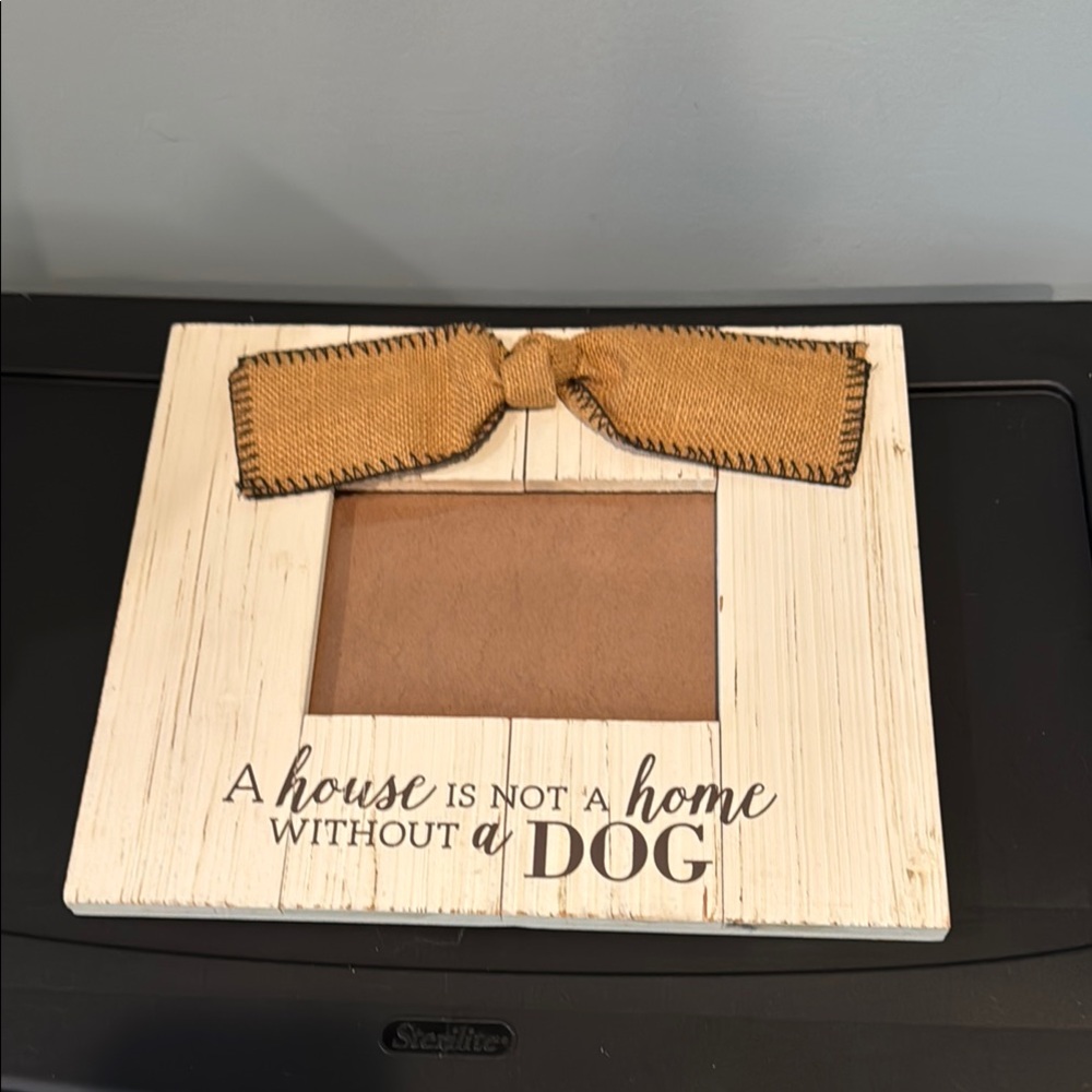 Rustic Dog-Themed Photo Frame with Bow